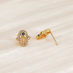 Hamsa Hand Ohrstecker mit Zirkonia&nbsp;EJEW-SZ0001-77