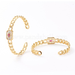 Micro en laiton pavent zircone cubique bracelets manchette&nbsp;BJEW-Z001-01B