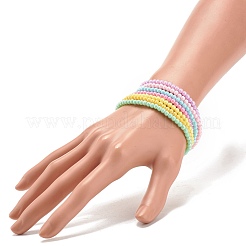 7 pièces 7 couleurs bonbons couleurs acrylique rond perlé bracelets extensibles ensemble pour les femmes&nbsp;BJEW-JB08061
