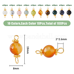 100 Stück 10 Stile natürliche gemischte Edelstein-Anhänger mit runden Gliedern&nbsp;PALLOY-FH00004