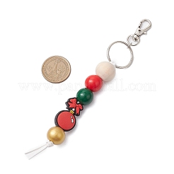 Décorations suspendues en perles de silicone et en perles de bois sur le thème de Noël&nbsp;HJEW-JM02379
