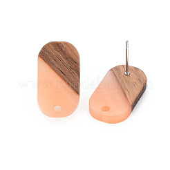 Orecchino a perno in resina opaca e legno di noce&nbsp;MAK-N032-034-B01