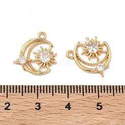 Ciondolo a forma di luna con sole in ottone con zirconi cubici&nbsp;KK-A286-03G