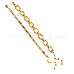 2-teiliges Armbandset aus gedrehter ovaler Gliederkette und Weizenkette aus Edelstahl 304 für Herren&nbsp;WG27167-01