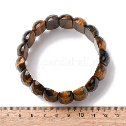 Bracelets extensibles en perles ovales naturelles d'œil de tigre pour unisexe&nbsp;BJEW-Z149-04