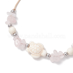 2 bracciale intrecciato con perline sintetiche turchesi a forma di tartaruga e stella marina per donna&nbsp;BJEW-JB12064-01
