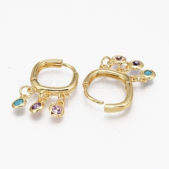 Boucles d'oreilles créoles en laiton zircon cubique micro pavé&nbsp;EJEW-L231-55G