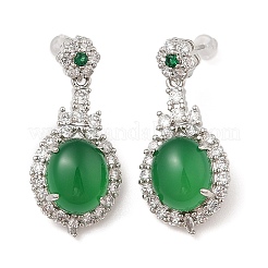 Pendientes colgantes ovalados de calcedonia natural&nbsp;G-S001-07P