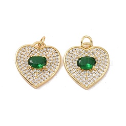 Pendentifs de cœur en laiton avec zircone cubique de micro pave&nbsp;KK-G435-01G