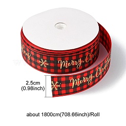 1 rouleau de rubans gros-grain polyester imprimés de Noël&nbsp;OCOR-YW0001-05D