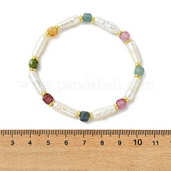 Braccialetti con perline di tormalina naturale e perle coltivate d'acqua dolce&nbsp;BJEW-JB14045-01