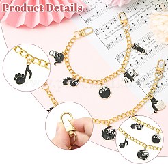 2 stücke 2 arten legierung emaille schwarz katze charme aluminium tasche dekorative ketten&nbsp;HJEW-CJ00094