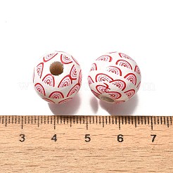 Perles en bois imprimées avec éléments de la Saint-Valentin&nbsp;WOOD-R002-01-29