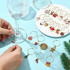 20 stücke 20 arten weihnachten thema legierung emaille wein glas charme&nbsp;HJEW-HS00082