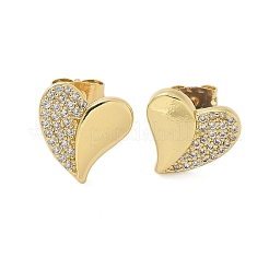 Aretes de circonita cúbica transparente con micropavé de latón para mujer&nbsp;LS-EJEW-U034-02G-01