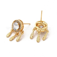 Orecchino a bottone da donna in ottone placcato a cremagliera con micro pavé di zirconi cubici&nbsp;EJEW-C057-10G