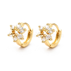 Pendientes de aro de latón con flores&nbsp;EJEW-S256-01A-G