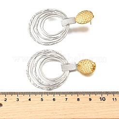Zweifarbige Ohrstecker aus 304 Edelstahl&nbsp;EJEW-M104-01C-PG