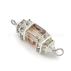 3 Stück 3 Farben galvanisierter Glaswürfel & Messing Kristall Strass Verbinder Charms&nbsp;PALLOY-JF04407