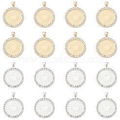 10 Stück flache runde Legierung Strass Anhänger Cabochon-Einstellungen&nbsp;ALRI-YW0001-32KCG