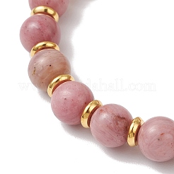 Braccialetti elastici con perline di rodocrosite naturale per uomo e donna&nbsp;BJEW-JB12125-01