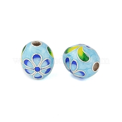Rhodinierte 925 Sterling Silber Emaille Perlen&nbsp;STER-P060-07P