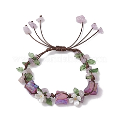 Bracelets tressés en perles d'améthyste lavande naturelle électroplaquées pour femmes&nbsp;BJEW-TA00610-02