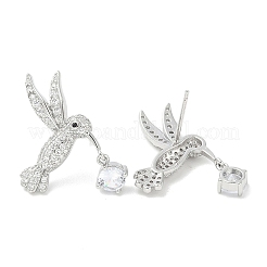 Orecchini a bottone da donna in ottone placcato a cremagliera con micro pavé di zirconi cubici trasparenti&nbsp;EJEW-M260-22P