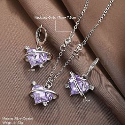 Collana con ciondolo in lega di vetro a forma di cuore e orecchino a cerchio&nbsp;FS-WG91246-01
