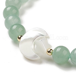 Bracciale elasticizzato in avventurina verde naturale ed ematite sintetica&nbsp;BJEW-M236-01F
