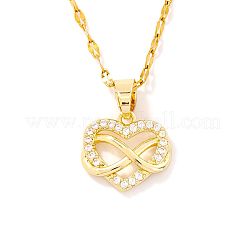 Collar con colgante de corazón de circonita cúbica transparente micropavé de latón de alta gama&nbsp;GG9465-2