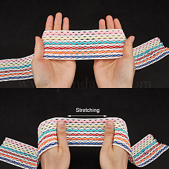 Cordon élastique plat ondulé en polyester de couleur arc-en-ciel de 5 m&nbsp;OCOR-GF0003-85D