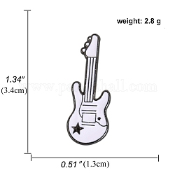 Musikinstrumente weiße Emaille-Pins, Legierungsbrosche für Musikliebhaber, Gitarre, 34x13 mm
