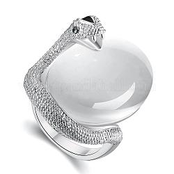 Anillos de dedo de animales con ojo de gato de aleación de estaño elegantes chapados en platino real para mujer, nosotros tamaño 8 (18.1 mm)