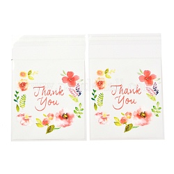 Rechteckige opp selbstklebende beutel, mit Wort Danke und Blumenmuster, zum Backen von Verpackungstüten, Farbig, 17.4x14x0.02 cm, 100 Stück / Beutel