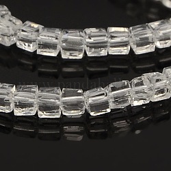 Faceted Cube Glass Beads Strands, Clear, 2x2x2mm, Hole: 1mm, about 101pcs/strand, 9 inch