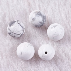 Perle di Howlite naturale, mezzo forato, tondo, 8~9mm, Foro: 1.2 mm