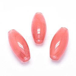 Watermelon Stone Beads, Half Drilled, Oval, Salmon, 42.5~44x19~20mm, Hole: 3mm