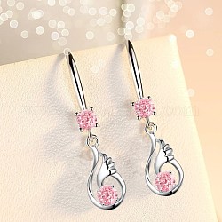 Flügelform Zirkonia Ohrringe für Mädchen Frauen, Ohrringe aus Messing, rosa, Platin Farbe