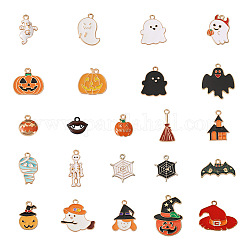 Mega pet 44pcs 22 pendentifs en alliage d'émail de style, Halloween, formes mixtes, couleur mixte, 11.5~28.5x11~25x1.5~3.5mm, Trou: 1.8~2mm, 2 pièces / style