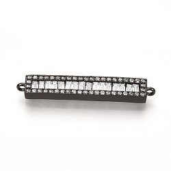 Ottone micro spianare link zirconi, chiaro, rettangolo, canna di fucile, 33.5~35x6x3mm, Foro: 1 mm