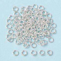 Brass Open Jump Ring Jewelry Components, Cadmium Free & Lead Free, Silver Color Plated, 18 Gauge, 5x1mm, Inner Diameter: 3mm, about 120pcs/10g