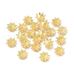 Ccb-Kunststoffperlenkappen, 8-Blütenblatt, golden, 8.5x3.5 mm, Bohrung: 1.4 mm