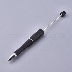 Perlenstifte aus Kunststoff, Schaft schwarzschreibender Kugelschreiber, für DIY Stiftdekoration, Schwarz, 144x12 mm, der Mittelpol: 2mm