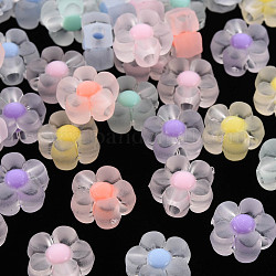 Transparente Acryl Perlen, matt, Perle in Perlen, Blume, Mischfarbe, 12x12.5x6 mm, Bohrung: 2.5 mm, ca. 893 Stk. / 500 g