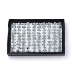 Натуральные зеленые авентурные кольца, со сплавочной фурнитурой, cmешанный размер, разнообразные, платина, 16~19 мм, 100 шт / коробка