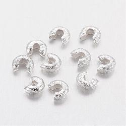 Brass Crimp Beads Covers, Silver Color Plated, 3.2mm In Diameter, Hole: 1.2mm