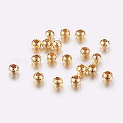 Brass Spacer Beads, Seamless, Round, Golden, 3mm, Hole: 1~1.2mm