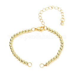 Bracelet Makings, with Brass Cable & Curb Chains, 304 Stainless Steel Lobster Claw Clasps & Open Jump Rings, Brass Round Beads, Golden, 6-1/8 inch(15.5cm), Hole: 3.4mm