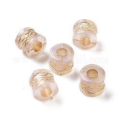 Chapado de perlas de acrílico transparente, metal dorado enlaced, columna, Claro, 9x7.5mm, agujero: 3.8 mm, 1690 unidades / 500 g